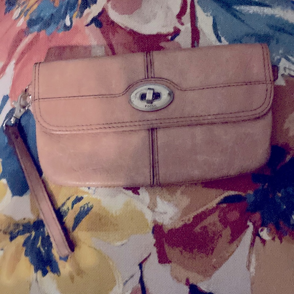 Fossil leather clutch bag